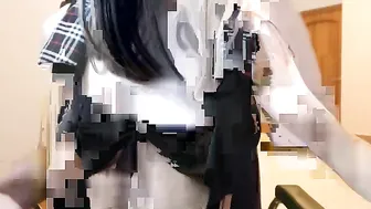 kimmiyeon Black-haired young lady in stockings masturbates her shaved pussy