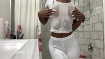 Bria Backwoods aka briabackwoods onlyfans  in oil shows a graceful body