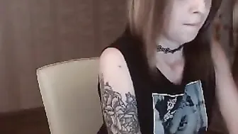 lilredmelany Stewardess jerks off and shows tattoos