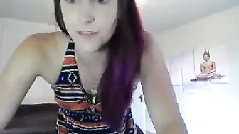 farmgirl Openwork wench in stockings coyly changes poses and strokes shaved pussy