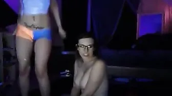 lacie jerking on a chair