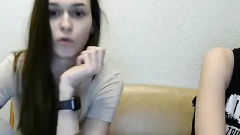cute_twins caresses pussy through panties