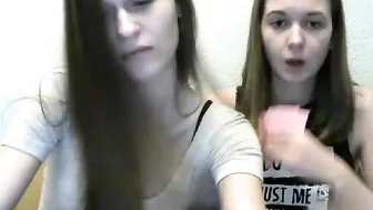 cute_twins caresses pussy through panties