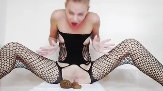 MissAnja Hot slut caresses shaved pussy