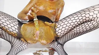 MissAnja Hot slut caresses shaved pussy