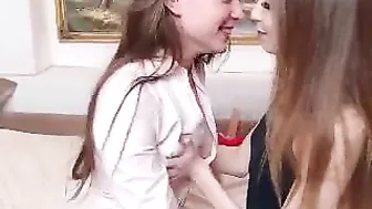 annbarby busty girl pulls shaved pussy
