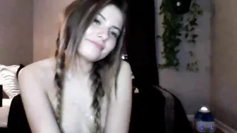 littlestleobaby brunette in stockings rides sex toy